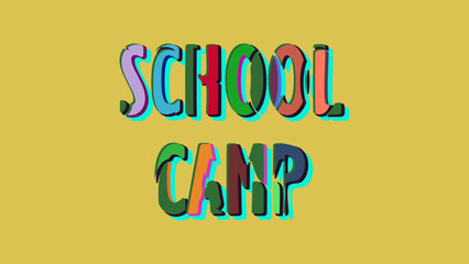 School Camp Text Effect, flat color illustration