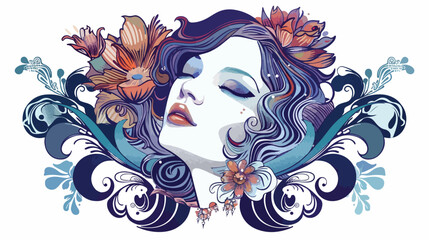 Illustration of Virgo astrological sign as a beautiful
