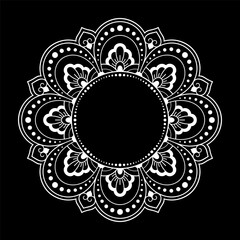 Frame in eastern tradition. Stylized with henna tattoos decorative pattern for decorating covers for book, notebook, casket, magazine, postcard and folder. Flower border in mehndi style.