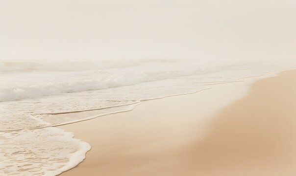 beige sand and water, gentle waves in the background, Generative AI