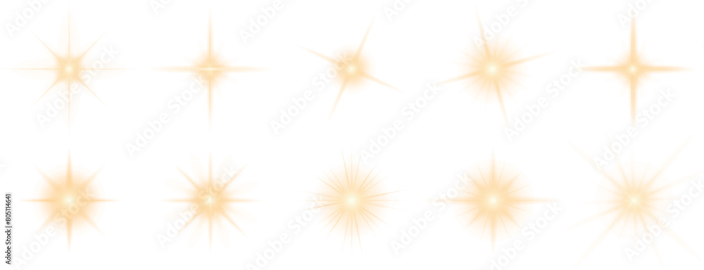 Poster Set of Glittering vector particles on transparent background. Golden sparkling lights. Christmas Holiday glow particle. Magic star effect. Star dust sparkling particles. Vector EPS 10