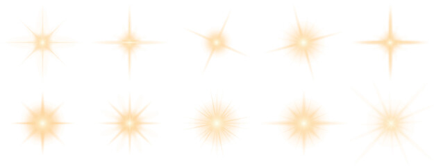 Set of Glittering vector particles on transparent background. Golden sparkling lights. Christmas Holiday glow particle. Magic star effect. Star dust sparkling particles. Vector EPS 10