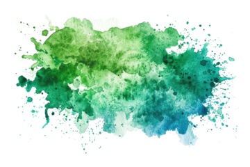 green blue colored watercolor spot isolated