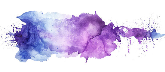 purple blue colored watercolor spot isolated