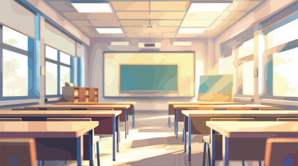 Interior of big empty classroom blurred view Vector style