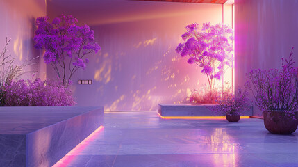 A soothing lavender wall with a minimalist toggle switch in a spa-like atmosphere.