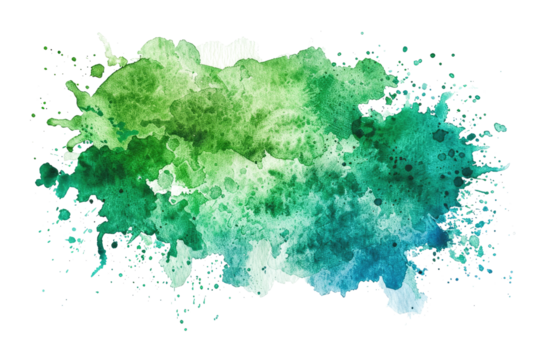 green blue colored watercolor spot isolated