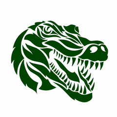 illustration vector graphics of tribal art design green crocodile head