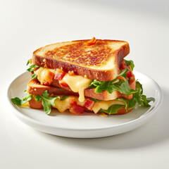 Tasty grilled cheese sandwich with white Background.