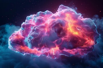 A beautiful and awe-inspiring digital painting of a glowing pink and blue nebula cloud with intricate details and a sense of depth