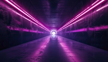a purple tunnel with purple lights coming out of it
