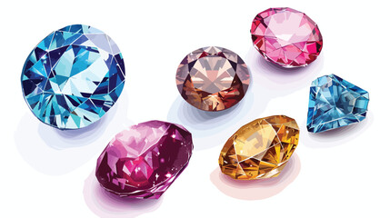 Four of different precious gemstones for jewellery is