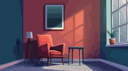 Interior of modern room with chair and table Vector style