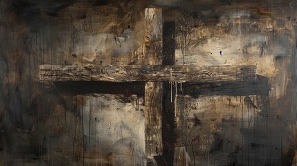 Abstract Expressionist Crucifixion Painting