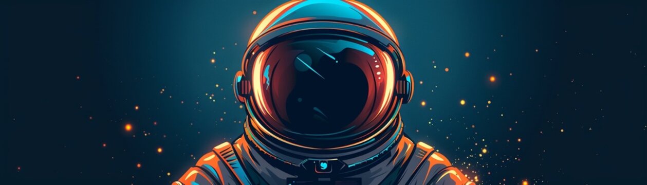 In a blend of technology and imagination, an astronaut flat cartoon logo design style evokes a sense of adventure and discovery 8K , high-resolution, ultra HD,up32K HD