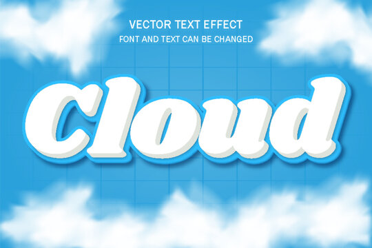 cloud white flufy blue sky typography editable text effect font style template design banner flyer