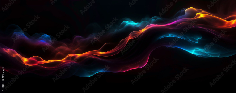Poster an abstract artwork with swirling colors with a smoke effect against a black background - generative