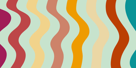Abstract Vintage Retro 60s 70s  background, Wallpaper Backdrop Texture Interior Rainbow Color Artistic Wave Line Stripes