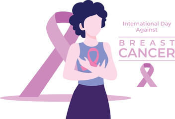 A girl is holding a pink ribbon.