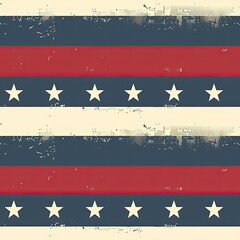 Seamless pattern of tattered American flag with stars and stripes, evoking a sense of patriotism and history with a distressed vintage aesthetic. US Independence Day or other national holiday