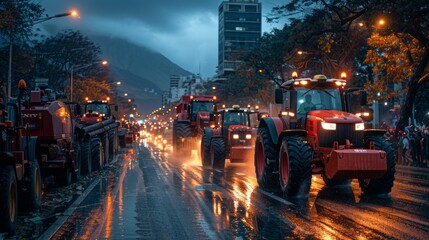 Farmers Take a Stand, Blocking Traffic with Tractors in a Protest for Agricultural Rights and Fairness