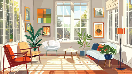 Interior of stylish living room Vector style vector 