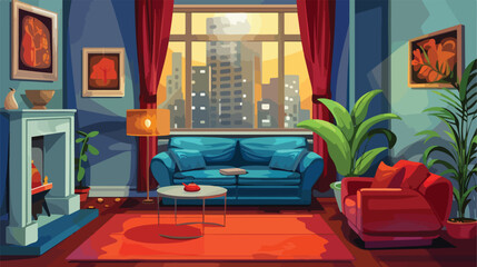 Interior of stylish living room Vector style vector 