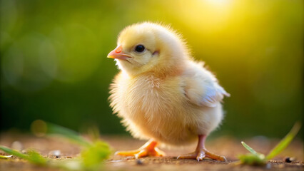 Cute yellow chicken close-up