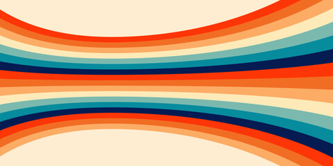 Abstract Vintage Retro 60s 70s  background, Wallpaper Backdrop Texture Interior Rainbow Color Artistic Wave Line Stripes