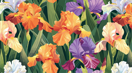 Irises flowers seamless pattern flowered background o