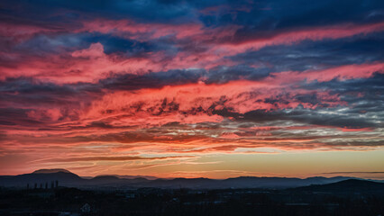 sunset over the mountains