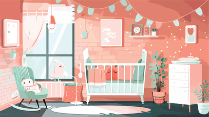 Its a Girl Baby shower invitation nursery interior 