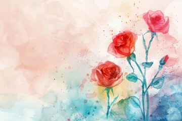 Obraz premium watercolor rose background 