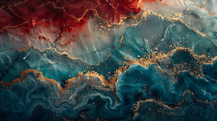 Abstract painting in red and blue - Powered by Adobe