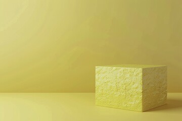 3D Yellow Empty Cube Podium for Product Presentation