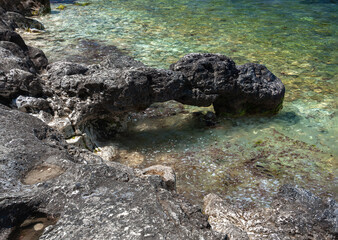 Rocky coast, wild beach, near the ancient city of Chersonesus, Crimean peninsula