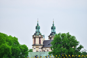 Summer view of Wawel Royal Castle complex in Krakow, Poland. It is the most historically and...