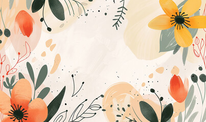 Tropical floral background template in boho style