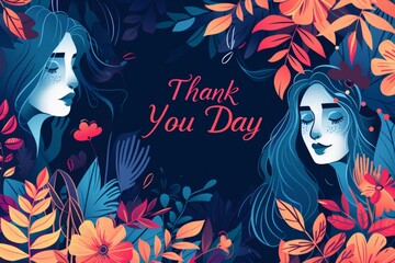 illustration Thank You Day, text "Thank You Day", illustration, Design, drawing, Postcard