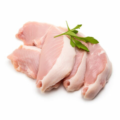 Close-Up of the Tail Meat Part of a Turkey isolated on a White Background