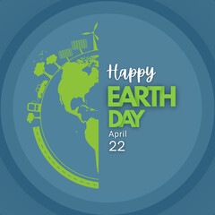 Happy Earth Day concept. Happy Earth Day card, banner, or flyer concept. Bright fresh 3d realistic green leaves in heart shapes isolated on a white background—vector illustration. 