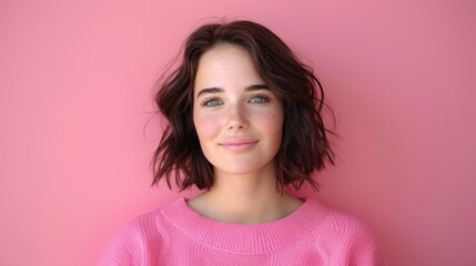 Fototapeta premium Woman in Pink Sweater Posing