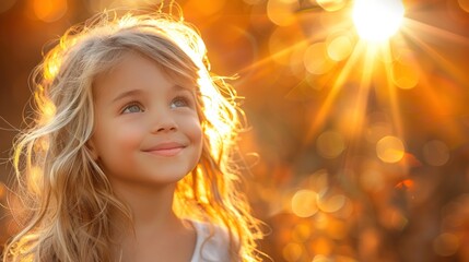 Fototapeta premium Young Girl Standing in Sunlight