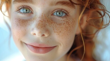 Young Girl With Freckled Hair and Blue Eyes