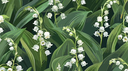 Lilly of the valley - seamless pattern. Hand drawn illustration