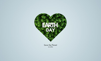 Happy Earth Day concept. Earth Day concept. 3d eco-friendly design. Earth map shapes with trees water and shadow. Save the Earth concept. 22 April.