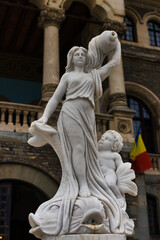 Fototapeta premium Statue in the garden of Cantacuzino Busteni Castle, Romania, Travel Inspirations