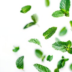  mint leaves on a clean white background