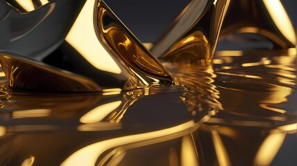 abstract golden liquid art illustration