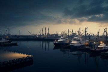 Fototapeta premium Strategic Marine port cargo. Vessel industrial. Generate Ai